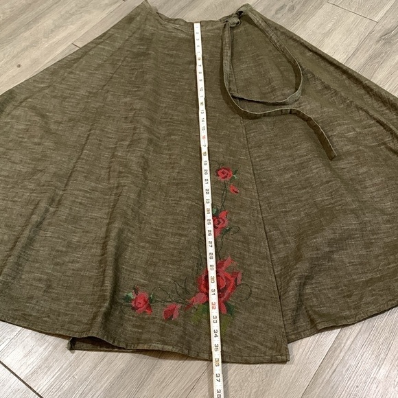 Pink House Japan Olive Wrap Floral Embroidered Maxi Skirt size L - Picture 12 of 15